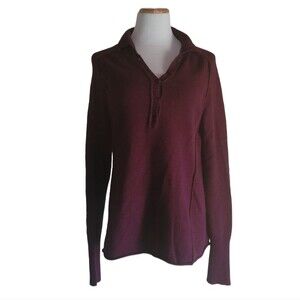 Soft Surroundings Cashmere Angora Henley Sweater Large Burgundy Womens Large